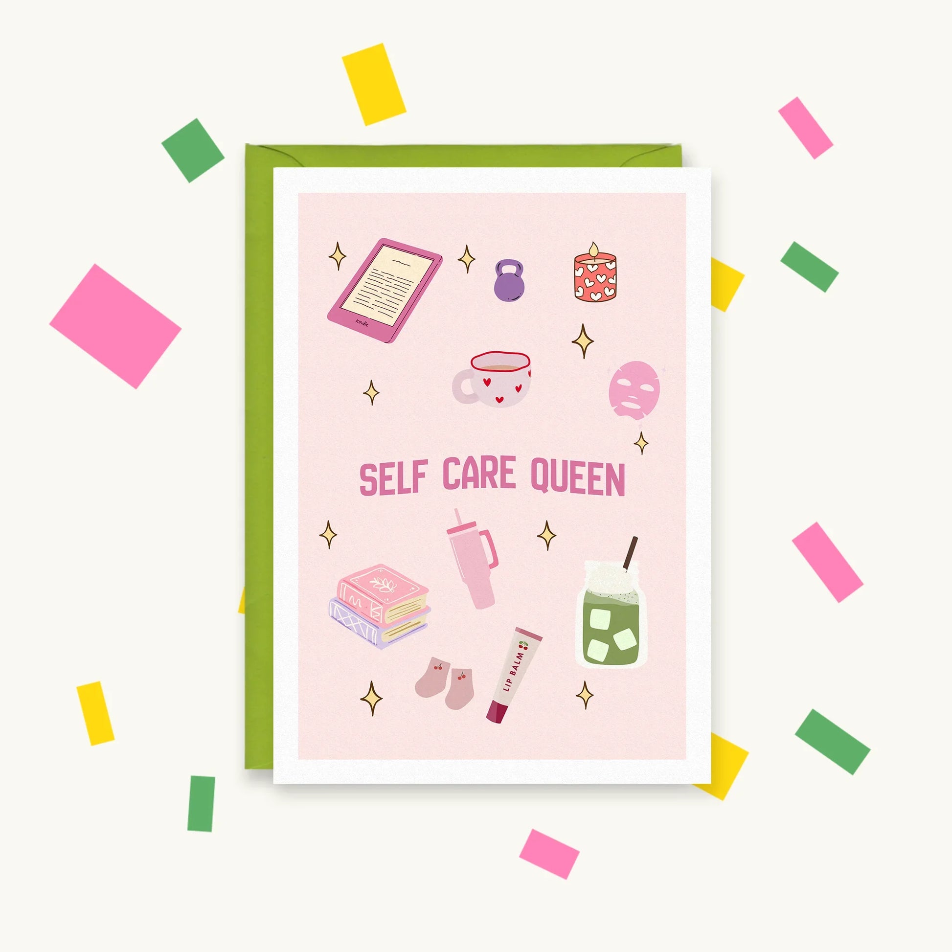 Self Care Queen – Gen Z Pop Culture Greeting Card – Happy Cacti