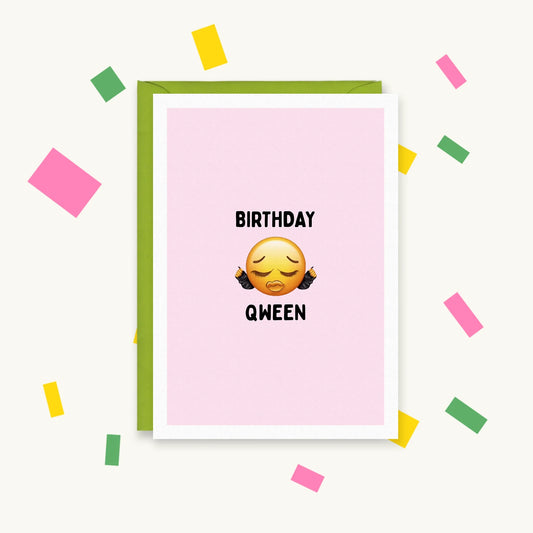 Birthday Qween – Gen Z Pop Culture Greeting Card – Happy Cacti